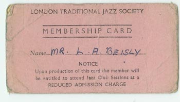 London Traditional Jazz Society card